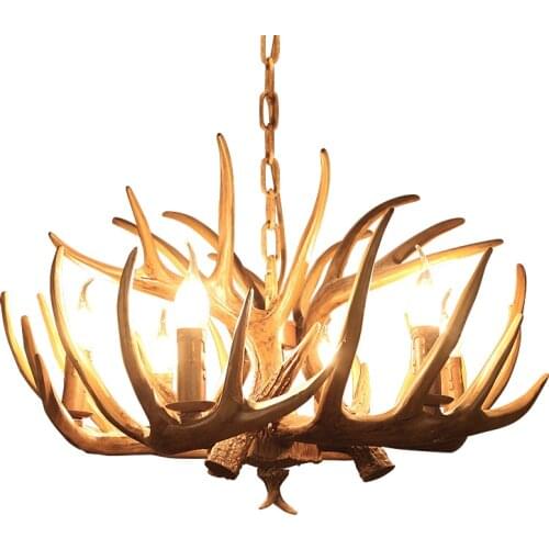 Modern Restaurant E14 LED Chandeliers American Retro Resin Horn Deer Chandelier Lighting Indoor Home Rustic Decor Light Fixtures