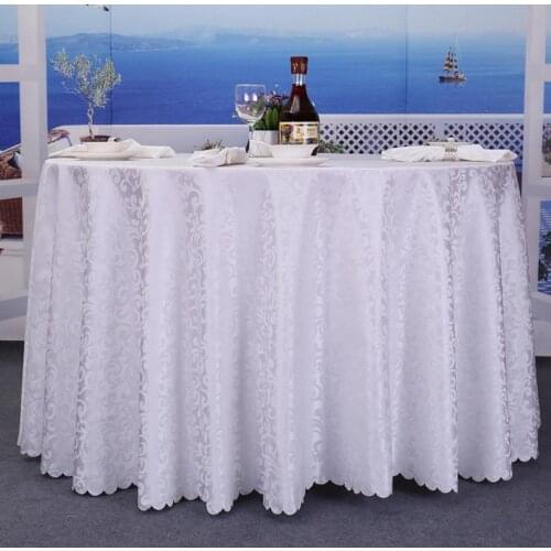 Wedding Party Jacquard Polyester Fabric Solid Round Table Cloth Hotel Rectangular Tablecloth Home Dining Table Cover Multi Size
