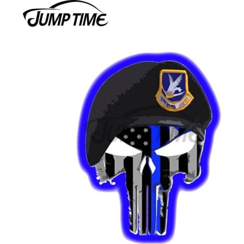 Jump Time 13 x 11.5cm For DEFENDER Skull Car Stickers Creative Suitcase JDM Accessories Waterproof Vinyl Car Wrap Decal