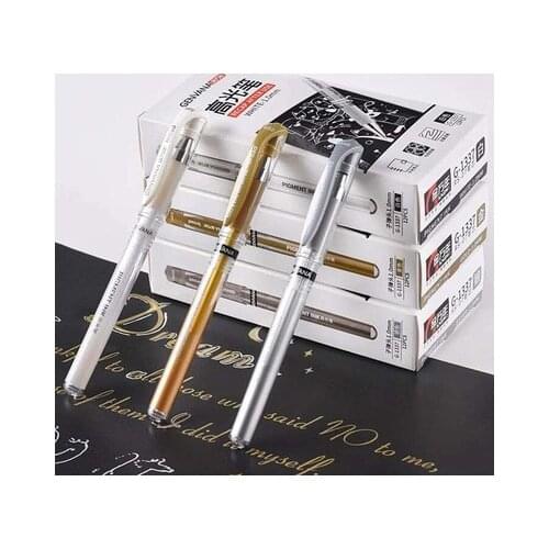 1pcs Large White Gel Pen 1mm Waterproof Gold and Silver Highlighter Marker Pen Sketch Drawing Art Markers Comic Design Liner Pen