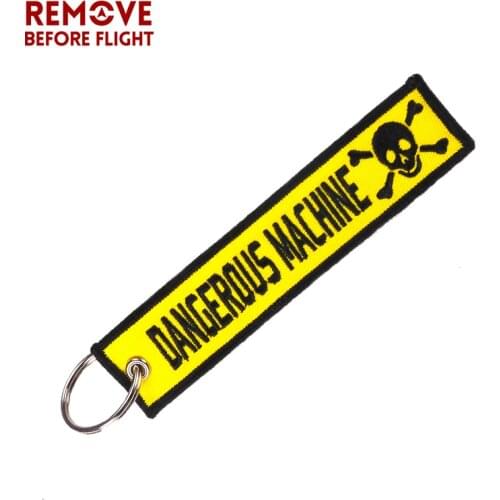 1PC Danger Skull Keychain OEM Embroidery Machine Warning Tag Key Ring llavero Gifts Motorcycles and Cars Safty Key Tags