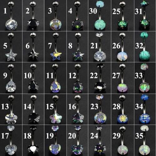 1PC Zircon Crystal Synthetic Opal Stone Navel Belly Button Ring Bar Body Piercing Jewelry Ombligo Nombril Free Shipping