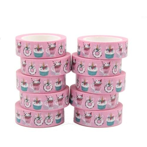 10PCS/lot 15MM*10M Pink Sweety Cakes Washi Stickers Masking Tapes Decorative DIY Stationery office supplies kawaii washi tape