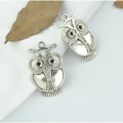 10pcs alloy Tibetan Silver Plated owl Charms Pendants for Jewelry Making DIY Handmade Craft 34*22mm D101