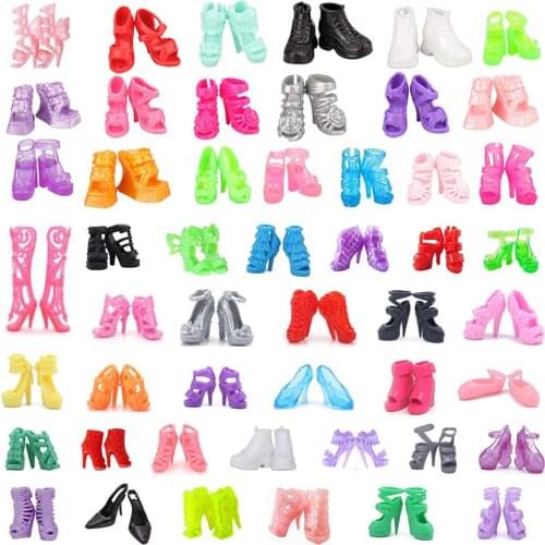 12PX,20PX,30PX,50PX Barbies Shoes Rubber High Boots Heels Gift Box For Barbies Doll Clothes Birthday Present Kids Play Toys