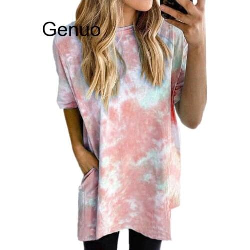 2020 Tie Dye Printed Women T Shirt Summer Casual Loose Colorful Ladies Top Tees Fashion Women Clothing Female Tshirt