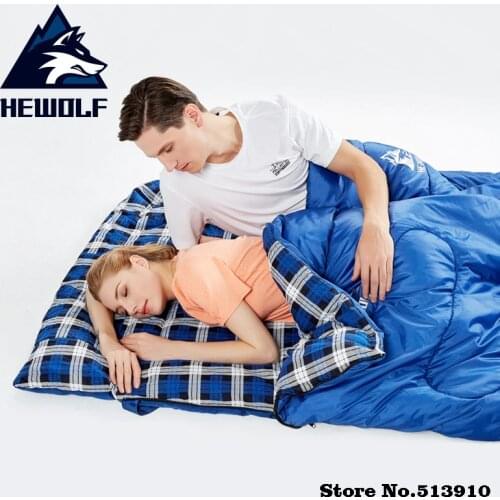 Hewolf Outdoors Adult 3 Season Camping Sleeping Bag Hotel Septum Traveling Use Can Splicing Into Two Seperate Single Bag