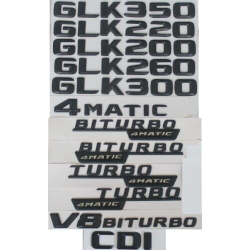 3D Black Trunk Letters Badge Emblem Emblems Badges for Mercedes Benz GLK350 GLK200 GLK220 GLK300 GLK63 V8 BITURBO AMG 4MATIC