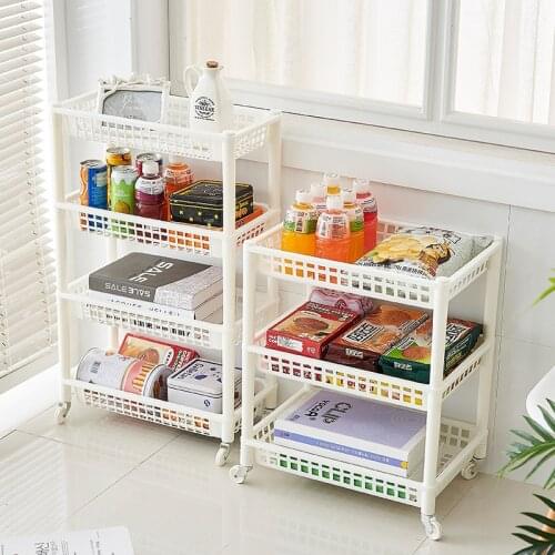 4 layer Mobile shelf Trolley Rack Narrow Space Shelving Rolling Pantry Shelves Holder Storage Organizer Shelf on Wheels Kitchen