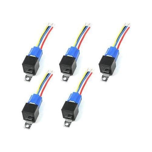 5 Pcs 1NO+1NC SPDT Ceramic Socket 5 Pin Connecting Car Relay DC 12V 40 Amp