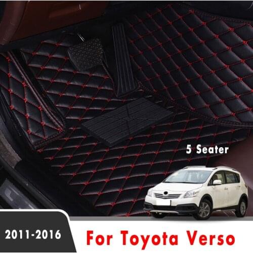 For Toyota Verso 2016 2015 2014 2013 2012 2011 (5 Seater) Car Floor Mats Custom Leather Waterproof Protector Covers Auto Carpets