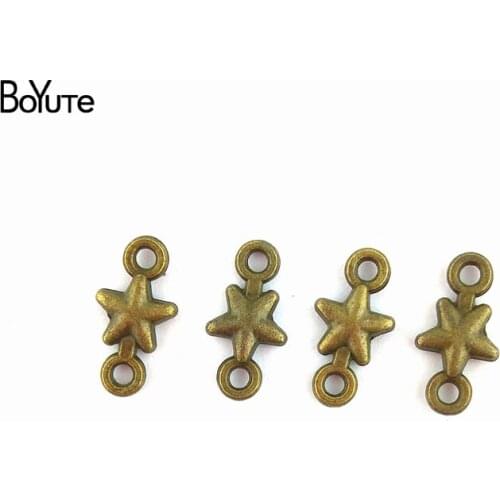 BoYuTe (100 Pieces/Lot) 15*7.5MM 3 Colors Zinc Alloy Materials Star Connectors Charms Diy Jewelry Making Accessories Wholesale