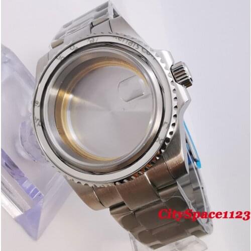 40mm Sapphire Glass 316L Stainless Steel Watch Case Band fit ETA 2836 Miyota 8215 DG2813/3804 movement