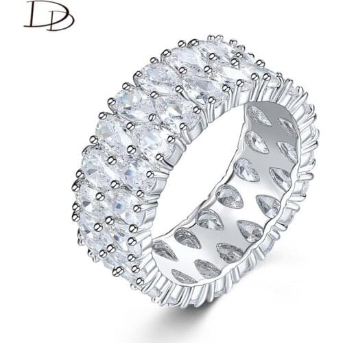 DODO Double Rows Water Drop AAA Zircon Gorgeous Rings For Women Daily Wear Fashion Jewelry Ladies Bague Silvery Bijoux Gift R422