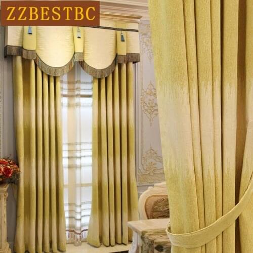 European luxury thickened high-quality chenille curtains for living room modern classic custom curtains for bedroom/ Kitchen