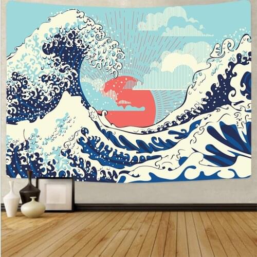 Ocean Waves Tapestry Wall Hanging Landsacpe Tree Hippie Wall Tapestry DormDecor Wall Carpet Psychedelic Tapestry Trippy Tapestry