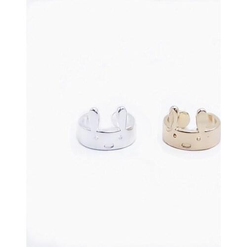 Classic Lovely Rabbit Rings Long ear design Animal Ring Womens Flat Ring