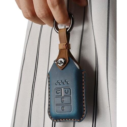 Leather Car Key Fob Case Cover for Honda Accord Civic CRV Jazz Crosstour Crider Accessories Smart Holder Chain Bag Covers