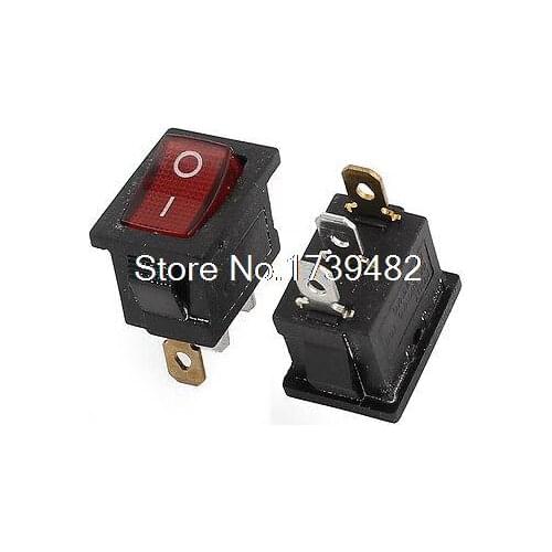 6A/250V 10A/125VAC Red Light ON/OFF I/O SPST Snap in Boat Rocket Switch 3Pin