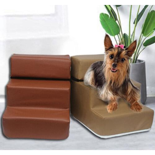 Pet Bed Stairs Ladder 2/3 Steps Removable Non-slip Ramp Climbing Detachable Washable Dog Bed Ladder Soft Sponge