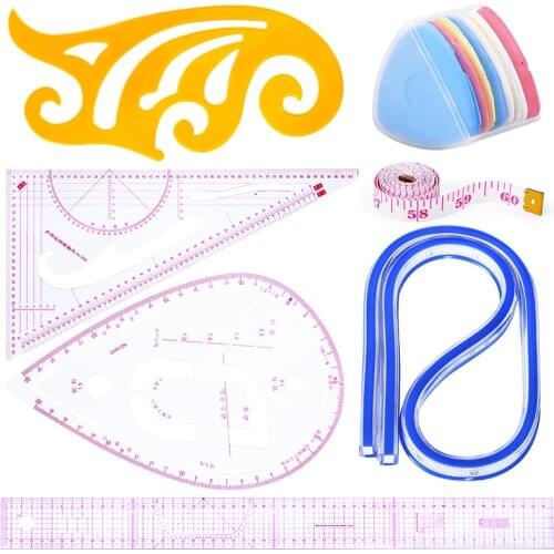 LMDZ 10pcs Sewing Patchwork Ruler Plastic Garment Cutting Craft Scale Rule Drawing Office Stationery Supplies Measuring Tool