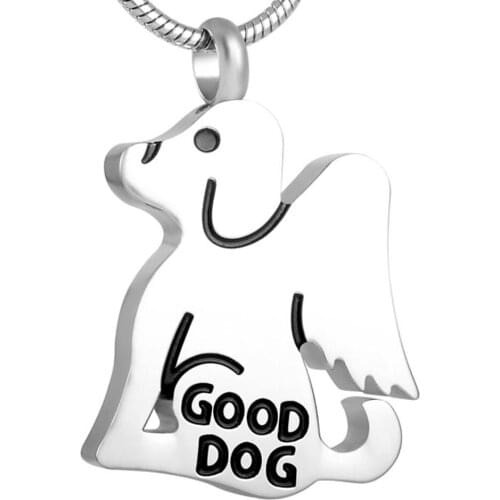 MJD8140 "Good Dog "Animal Urn Memorial Keepsakes Memorial Jewelry Cremation Ash Pendant Stainless Steel Urn Necklace (sliver)