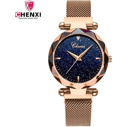 CHENXI Fashion Watch Magnetic Mesh Belt Ladies Quartz Watch Luxury Waterproof All-match Girl Gypsophila Watch WA175
