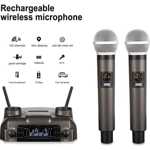 GAW-210 2021 New magnetic induction charging wireless microphone UHF microphone one for two KTV family performance