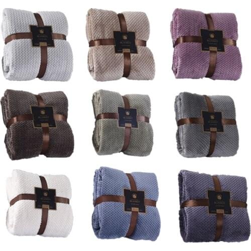 New Super Soft Plaid Blanket Flannel Aircraft Sofa Office Children Blanket Fleece Cover Travel Blanket Mesh Portable Travel Car