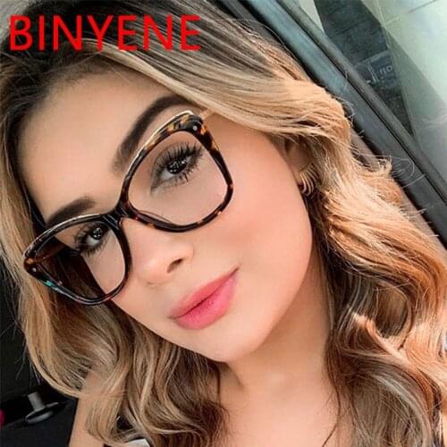 2020 New Oversized Cat Eye Glasses Frames for Women Men Transparent Optical Eyeglasses Computer Eyewear TR90 Frame