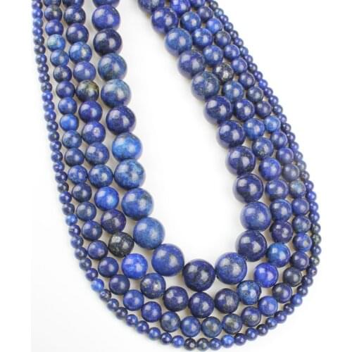 Whosale Natural Lapis Lazuli Round Beads Semi-precious Loose Beads Strand DIY Beads For Making Necklace Bracelet Size 4-10mm