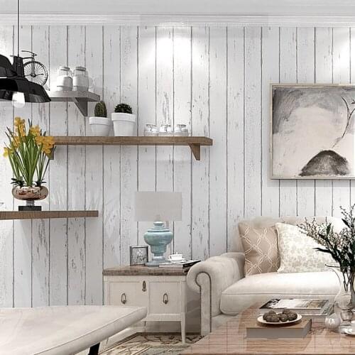 Q QIHANG Retro Nostalgic Style Stripes Imitation Wood Grain Bedroom Living Room Non-woven Wallpaper 0.53m*10m=5.3m2