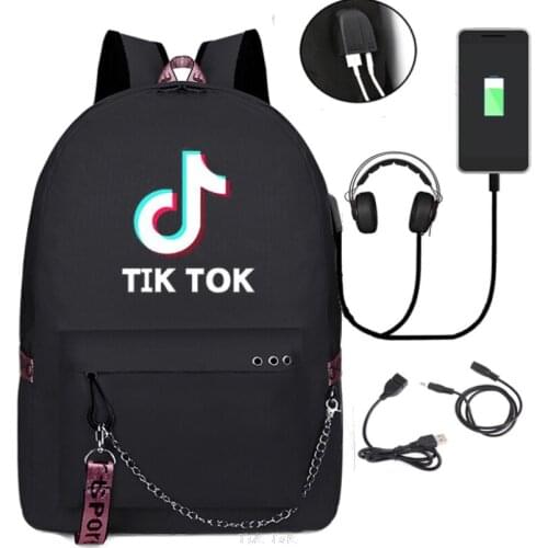 Tik Tok School backpack Multifunction USB Charging Travel Canvas Student Backpack For Teenagers Boys Girls School Bag