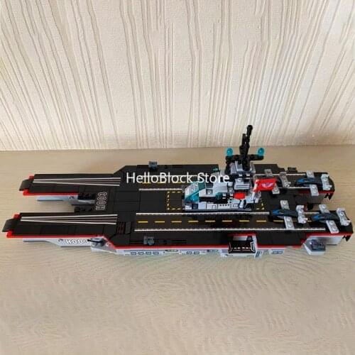 8 In 1 Aircraft Carrier Building Blocks Military Navy Warship Destroyer Bricks Ship 3D Model DIT Deformation Toys For Boy Gifts