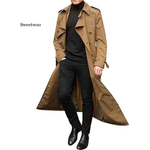 Trench Coat Mens Overcoat Casual Slim Fit Windbreak Plus Size Solid Long Coat Men Fashion Spring Jacket Homme