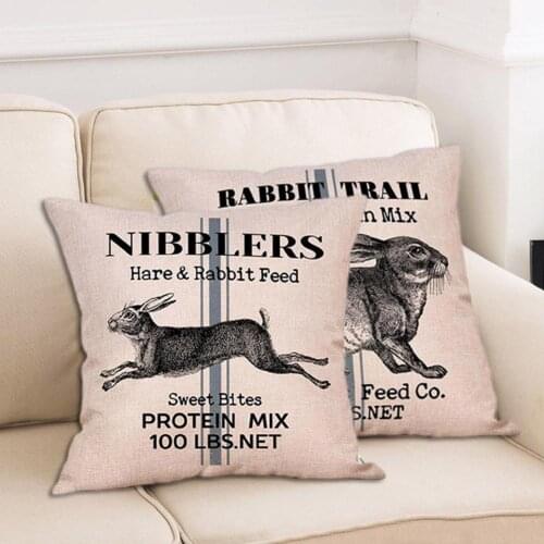 Spring Easter Pillow Covers Decorative Cushion Sofa Rabbit Pattern Printing For Home Living Room Seat Bedroom Decorations