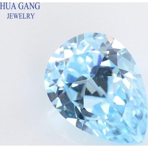 Pear Shape Light Seablue AAAAA Cubic Zirconia Synthetic CZ Stone Gems Size 2x3-15x20mm Beads For Jewelry Making Free Shipping
