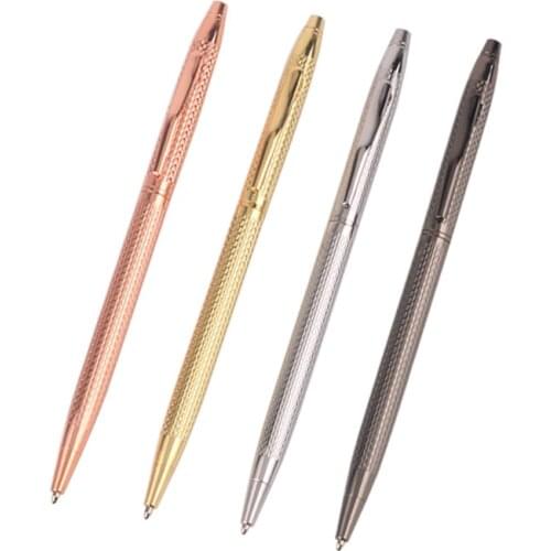 Golden Silver Black Metal Ballpoint Pens 1.0mm Black Ink Signing Pen Student Stationery School Office Supplies Retro Ball Pens