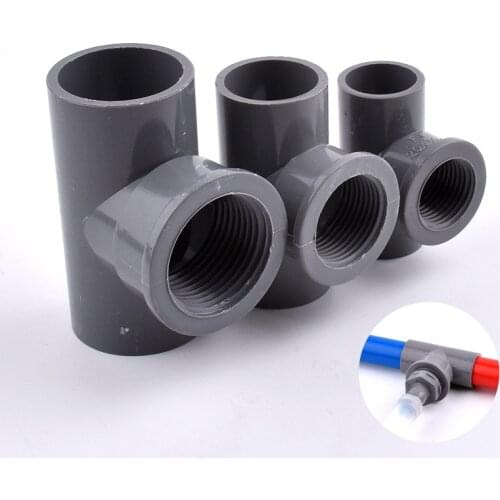 1/2~1 Inch To 20~32mm Female Thread PVC Tee 3 Ways Connector Garden Irrigation Fittings System Water Supply Fish Tank joints