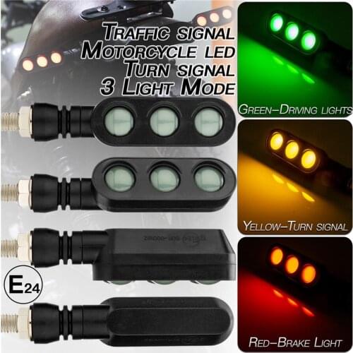 1 Pair Motorcycle Three-use LED Turn Signals Stop Signal Lights Tail Flasher/Running Blinker DRL