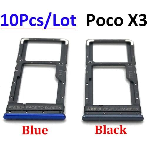 10Pcs/Lot, SIM Card Tray Slot Holder For Xiaomi POCOPHONE F1 Sim Tray For Xiaomi Poco X3 Replacement Part
