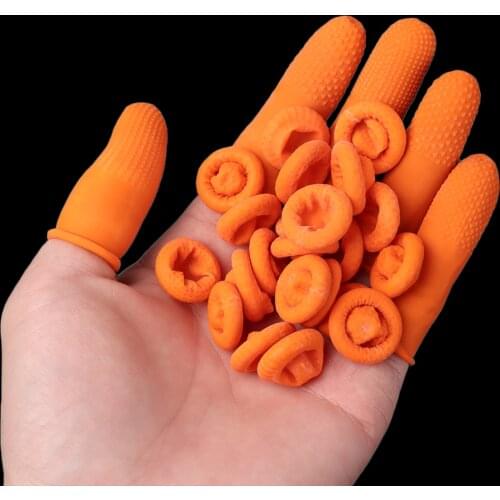 100Pcs Natural Rubber Gloves Finger Cover Non-slip Latex Finger Cots Fingertips Protector Cleaning Tool Nail Art Tool