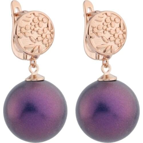 2021 Trend Drop Earrings 16mm Round Beads Pearl Earrings 585 Rose Gold Earrings Womens jewelry Office Earrings