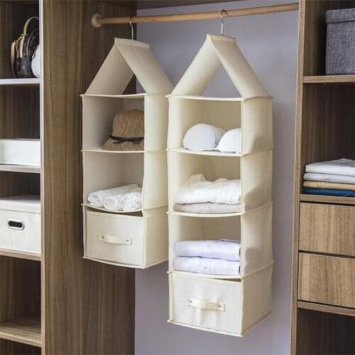 3/4 Layers Hanging Storage Bag Handbag Clothes Organizer Wardrobe Closet Dust-proof Storage Bag Clothes Clothes Storage Drawer