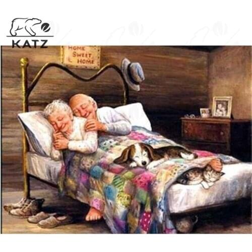 Diamond Painting Cross Stitch Old Couple Warmth Picture Diamond Embroidery Home Decoration Full Rhinestone Inlaid Diamond Mosaic