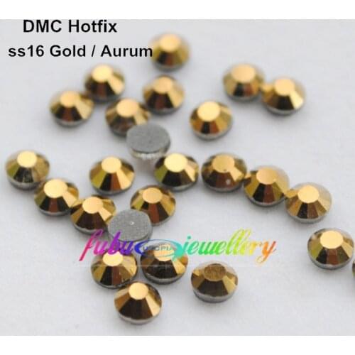 Free Shipping! 1440pcs/Lot, ss16 (3.8-4.0mm) High Quality DMC Gold/Aurum Iron On Rhinestones / Hot fix Rhinestones