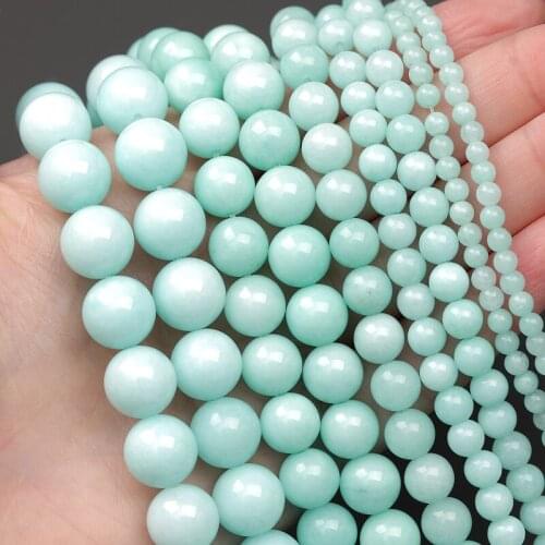 MINHIN Natural Stone Blue Chalcedony Jades Beads Handmade Accessories 4 6 8 10 12MM Round Loose Beads For Jewelry Making