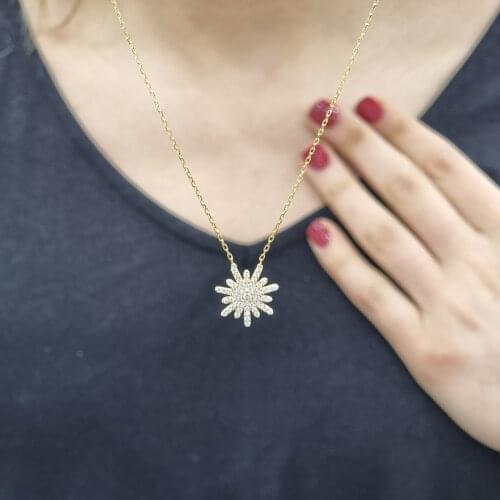 Sun 925 Sterling Silver, Gold, Rose Plated Necklace For Women Girls Handmade Fashion Jewelry Elegant Minimalist