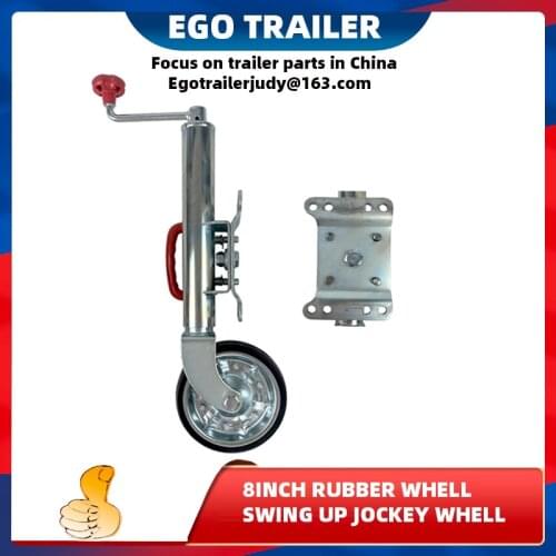EgoTrailer 8" Jockey Wheel Swing Up Solid rubber Wheel 1500lbs Caravan RV Boat Trailer jack parts
