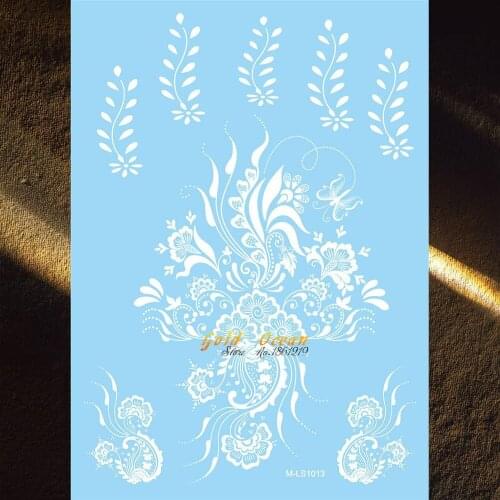 Flash White Henna Temporary Tattoo Stickers Fake Body Art ARm Tattoo Stickers GMLS1013 Women Big Flower Tattoo Lace Vines Design